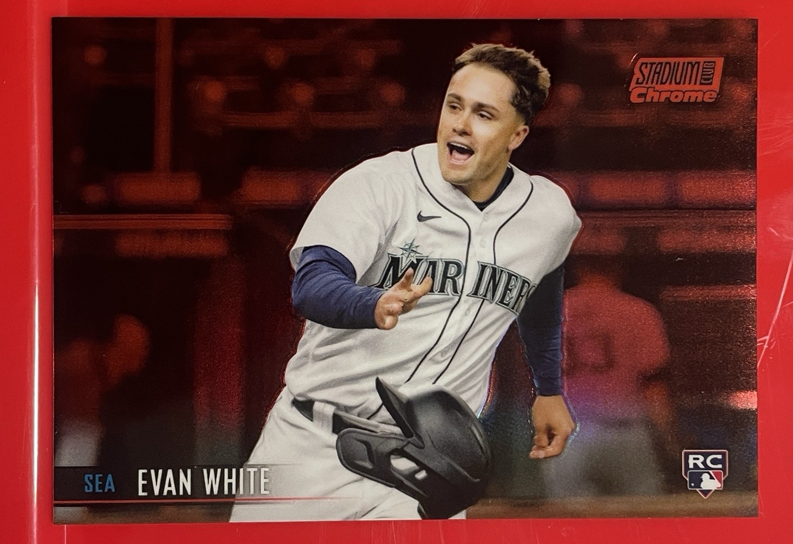 🔴 2021 Topps Stadium Club Chrome #43 Evan White Red Refractor 2/5