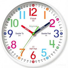 Wall Clock 8 Inch for Kids Learning to Tell Time Easily Non Ticking