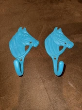 2 Coat Hooks Horse Hat Rack Farmhouse Decor Stable Farm Cast Iron Rustic Wall