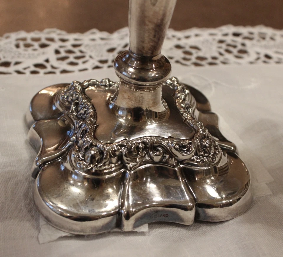 Antique English Silver Plated 2-Arm Candelabra – Ornate Baroque Elegance - Image 3 of 4