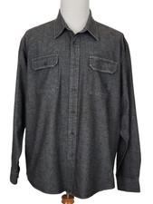 Wrangler Mens Flex Comfort Denim Shirt Size 2XL Gray Button Long Sleeve