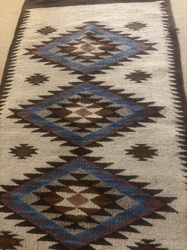 Par de alfombras de lana vintage Southwest aprox. 5' x 29" - Colores marrón/bronceado Foto 3 de 4