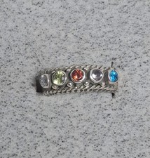 5-Stone Sterling Silver Ring Garnet Peridot Quartz Citrine Size 6 3/4