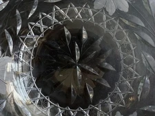 Vintage Cut Glass Saw Tooth Rim 8" Wide Serving Bowl