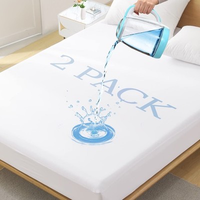 2 Pack Twin Size Premium Waterproof Mattress Protector, Soft Breathable Mattr...
