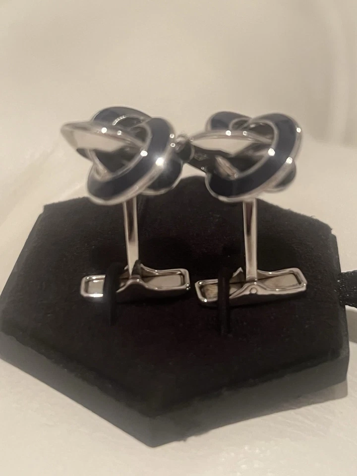 Gemelos RAVI RATAN de plata de ley 925 - esmalte azul nudo de amor Foto 3 de 4