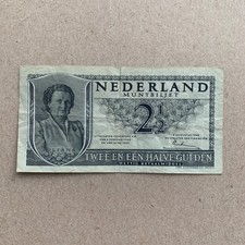 Netherlands 2 1/2 Gulden 1949 BANKNOTE Post WWII ERA Currency WW2 GULDEN