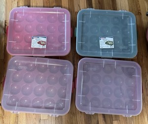 Lot of 4 Sterilite Ornament Storage Boxes 20 Per 3 Red 1 Green