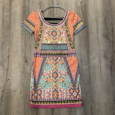 NWT PeachPuff Brand Colorful Patterned Dress Bodycon Clover Canyon Sz M