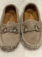 Gucci Kids Moccasins in Taupe with Silver Accents Size 27 10