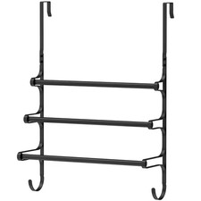 17.32 In. L 3-Bar over the Door Towel Rack in Matte Black, Triple Towel Storage