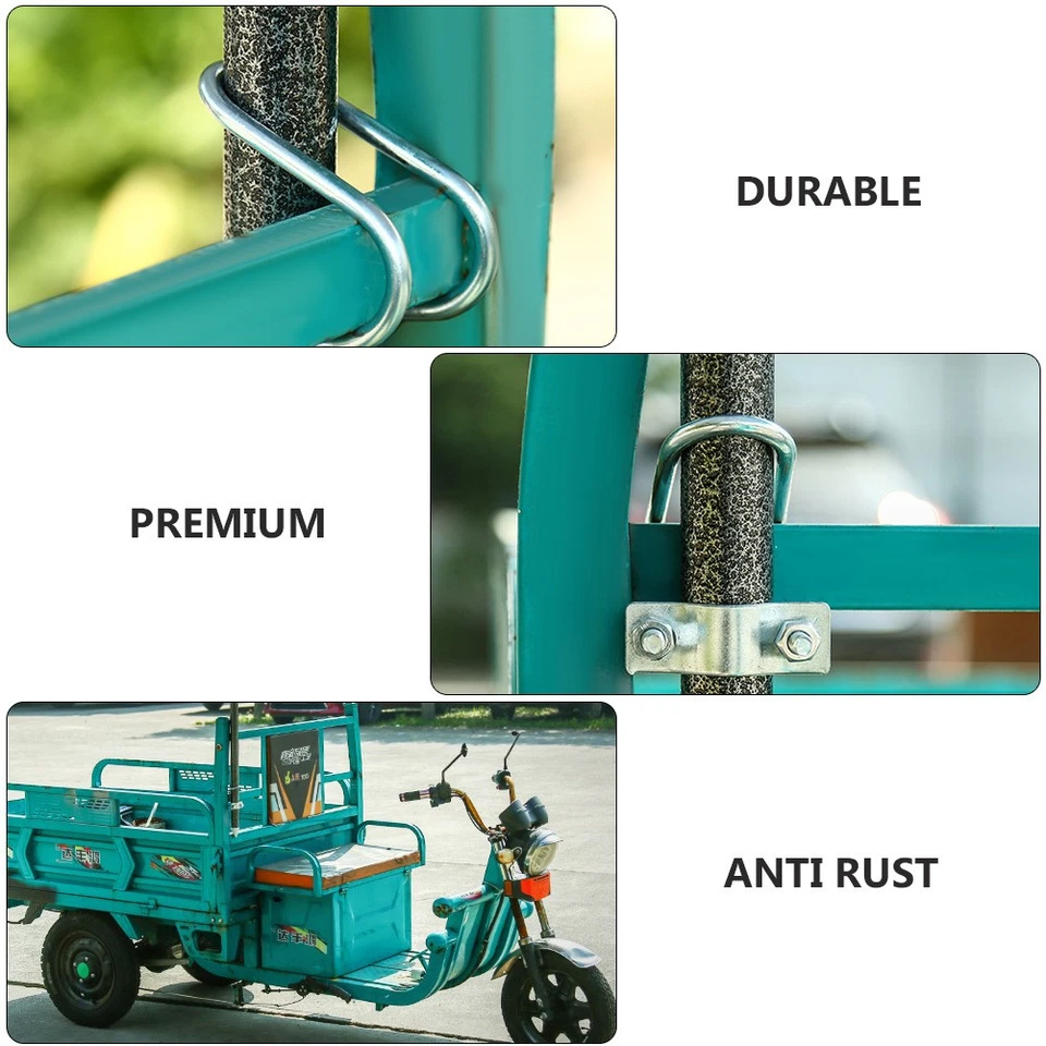 Porta di ombrello da patio esterno a forma di a U per triciclo (argento) - Immagine 2 di 4