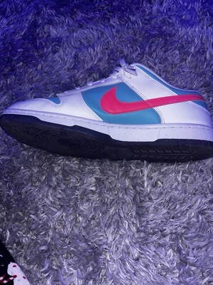 Nike Dunk Low Men's Blue White Pink Leather Athletic Sneakers Lace Up