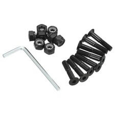 Skateboard Hardware Kit 1" Mounting Screws Bolts Nuts Set with Spanner, Black