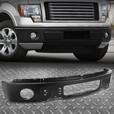 Barra frontal de parachoques con orificios de luz antiniebla negro mate de acero para Ford F150 09-14