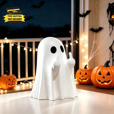 Halloween Ghost Figurine, Spooky Resin Ghost Statue,Halloween Decor Indoor Cute