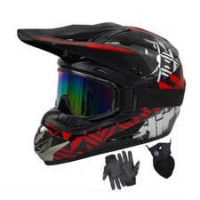 Youth Dirt Bike Helmets DOT Approved Fashion Kids Motocross, ATV, Large Red
