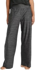 Women's Knit Mid-Rise Wide Leg Pants - All in Motion Heathered Black large