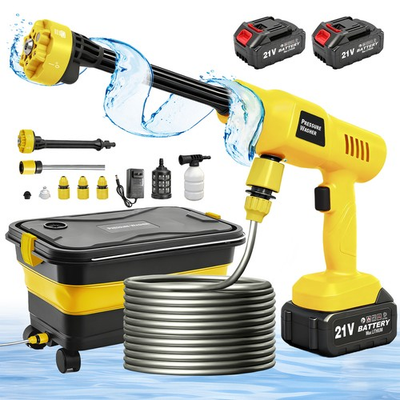 #ad Cordless Pressure Washer Gun 2Batteries 1160PSI 6in1 Nozzle Foldable Water Tank $49.89