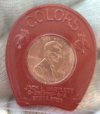 Mintage = 166 Encased Coin COLORS #4 of 6 RED 2002 US Lincoln Cent Lucky BOOK AD