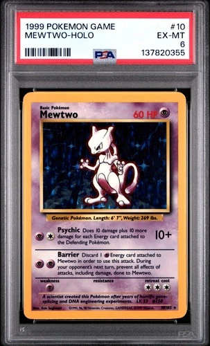 Mewtwo 10/102 Holo - PSA 6 - Base Set 1 - Pokemon Card