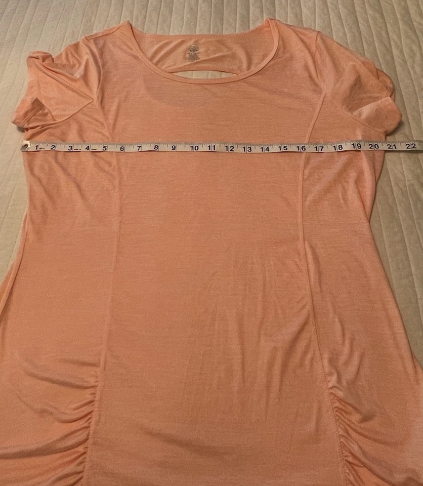 Top de entrenamiento de yoga atlético de manga corta melocotón Gaiam para mujer talla XL agujero de llave trasero Foto 4 de 4