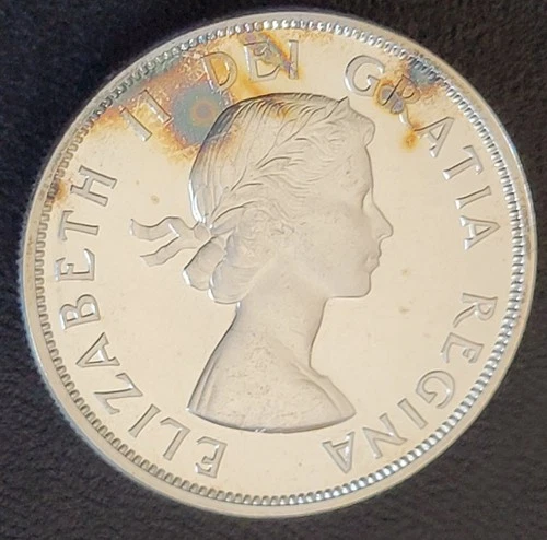 1963 CANADIAN SILVER ONE DOLLAR ELIZABETH II SUPER SHINY, LOOKS PROOF, TONED