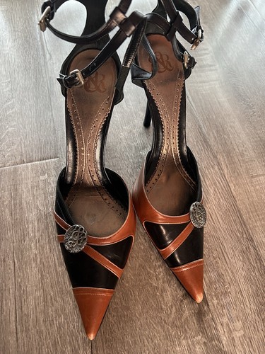 Vintage Y2K Pointy Heels Stiletto Leather SKULLS Rock and Republic Strappy Shoes - Picture 11 of 17