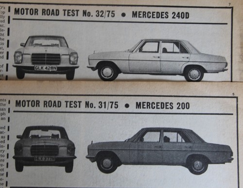 Original 1975 MERCEDES 200 & MERCEDES 240D road test No 31/75 & 32/75 (folded)