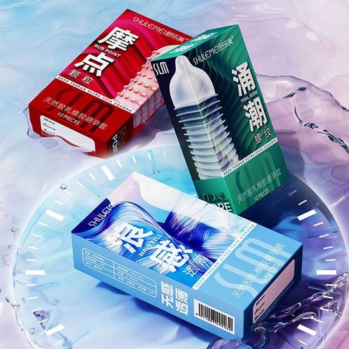 10pcs/Box Ultra Thin Latex Condoms for Men Ribbed & Dotted Stimulating Condoms - Picture 6 of 12