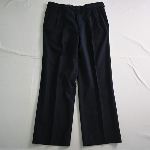 Vtg Tallia 40S 33x30 Navy Blue Striped Flannel Wool USA Made Jacket Pants Suit - Picture 20 of 24