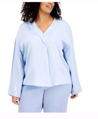 Alfani | Women's Plus Size Collared Blouse Blue | 2X