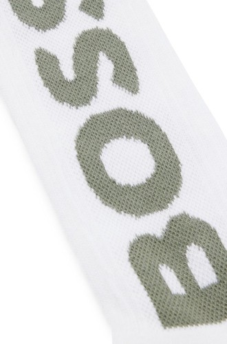 Hugo Boss Socks Men White Organic/Cotton Blend Boss Logo Socks - Picture 2 of 2