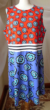 ASOS DRESS SLEEVELESS ROUND NECK MULTICOLOR FLORAL SOFT COTTON BLEND 18 NEW