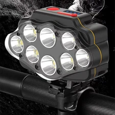 Super Bright 8LED Bike Light USB Rechargeable Bicycle Front Headlight Waterprof