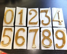 House Address Numbers 4" Heavy Polished Brass. Brand New