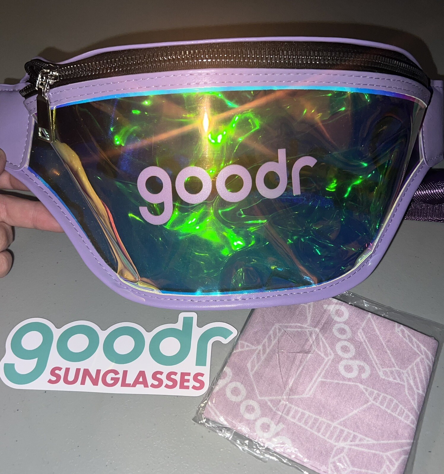 Riñonera Goodr Gafas de sol, ¡a juego Buff y pegatina! VHTF. Nunca usado