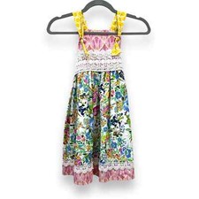 Haute Baby Dress Girls 7 Multicolor Floral Fancy Midi Sleeveless