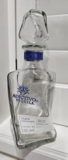 Adictivo Plata / Silver  Tequila Bottle 750ml EMPTY With Shot Topper
