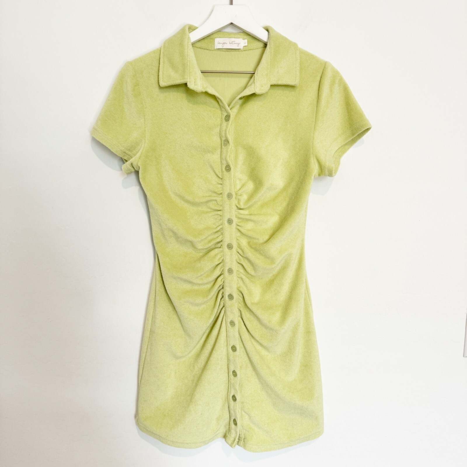 Beige Botany Terrycloth Collared Button Front Ruc… - image 2