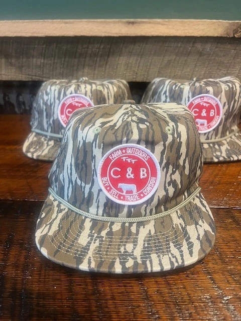 New C&B Farm + Outdoors Bottomland Rope Flat Bill Cap Red Bull Duck Logo Alabama