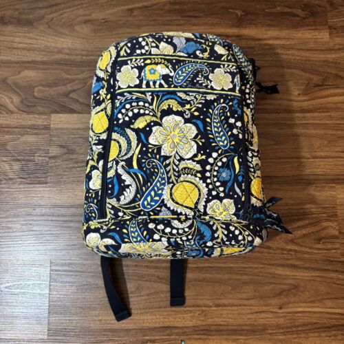 Vera Bradley Ellie Blue Quilted Laptop Backpack Floral Paisley Elephants RETIRED