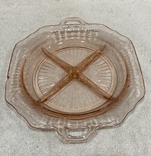 Vintage Pink Glass Condiment Dish Floral Pattern Read Description