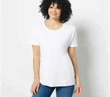 Isaac Mizrahi Live! Essentials Scoop Neck Tunic Bright White X-Small A498829