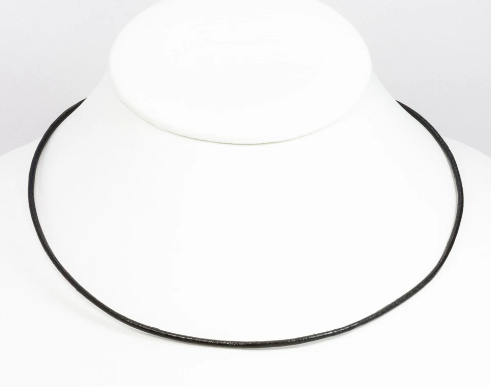 Collar de 4 piezas de cuero genuino de 2 mm con broche de langosta 925 SS 18" de largo Foto 2 de 3