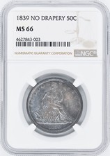 1839 LIBERTY SEATED 50C NGC MS 66