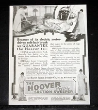 1917 OLD MAGAZINE PRINT AD, HOOVER ELECTRIC SUCTION SWEEPER, A SOFT-HAIR BRUSH!
