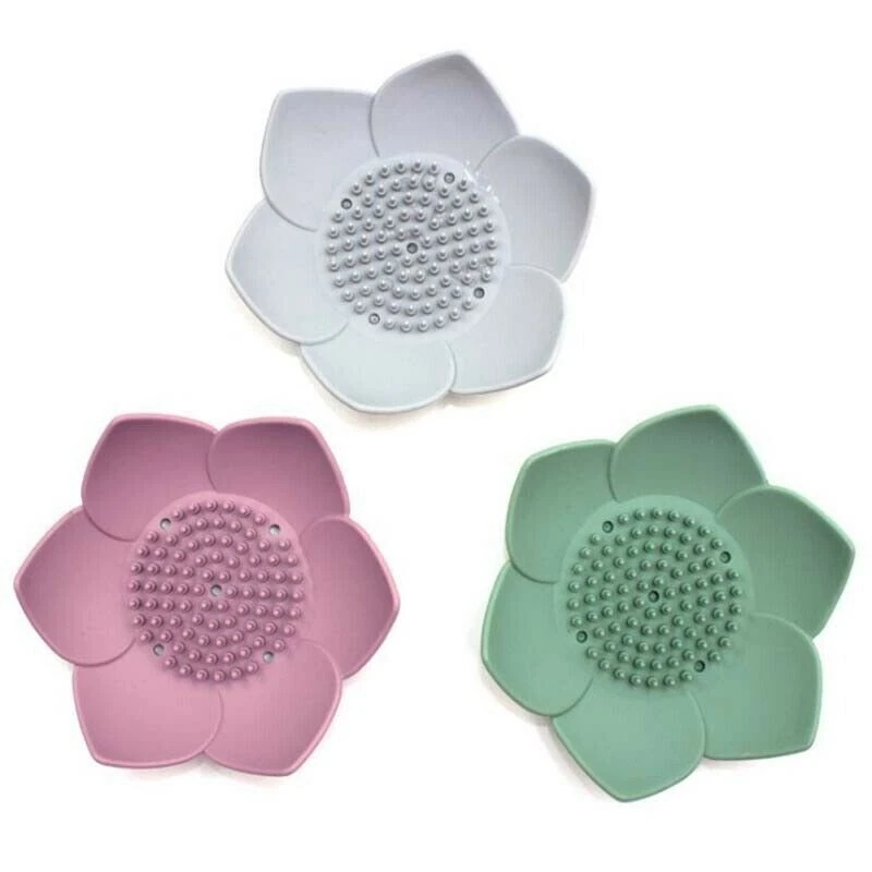 Caja de jabonera de drenaje 1*soporte de silicona placa de jabón forma de loto drenaje Foto 4 de 4