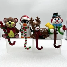 Vintage Plastic Christmas Stocking Hanger Shelf Sitter Lot Of 4