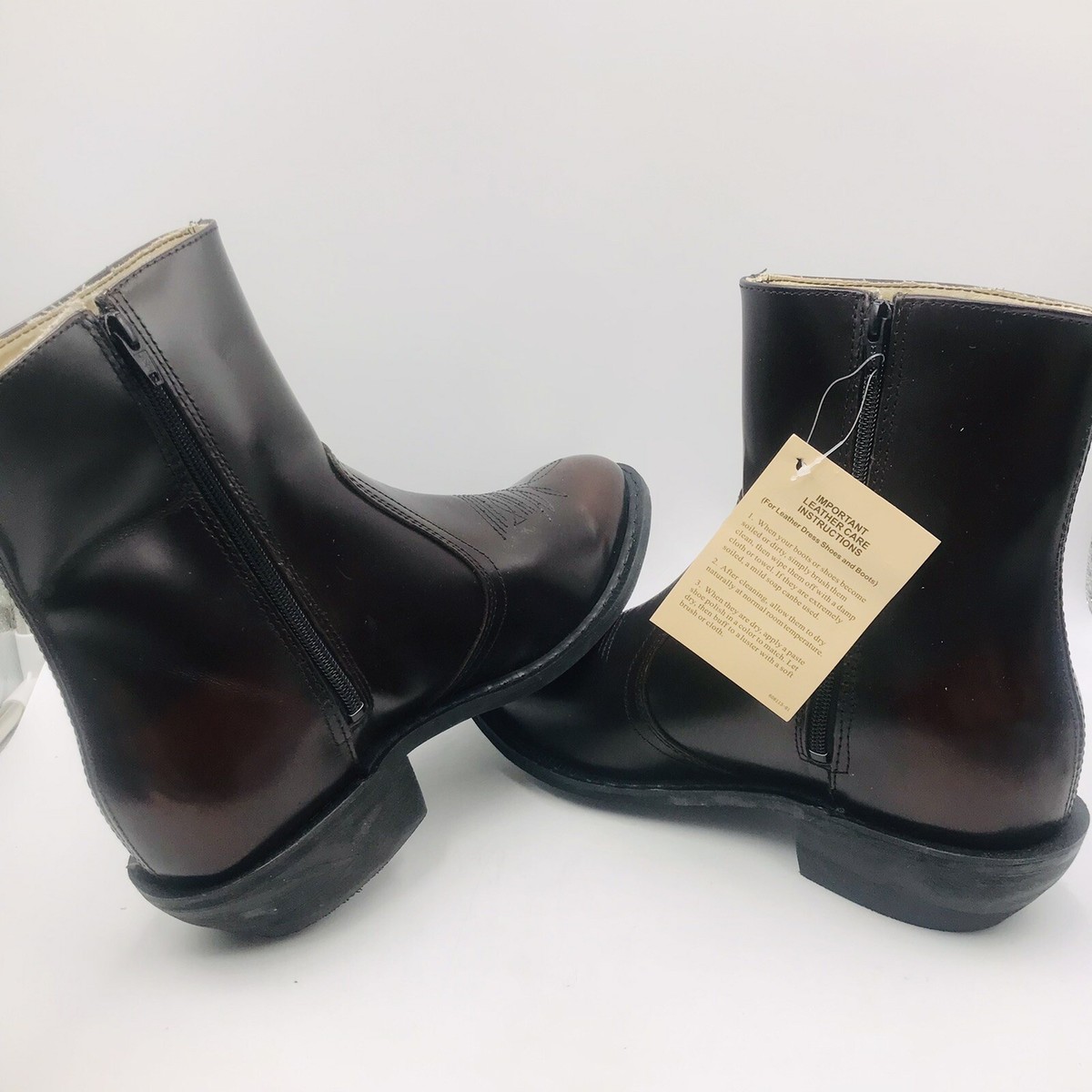 Leather Classics Dress Western Boots size 10 2E Mens Black Square Toe Cowboy Boots | Genuine Leather main image 3